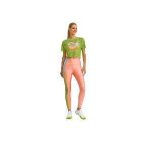 Cajubrasil M Fishnet Mesh Crop Top Bright Neon Green Tee New